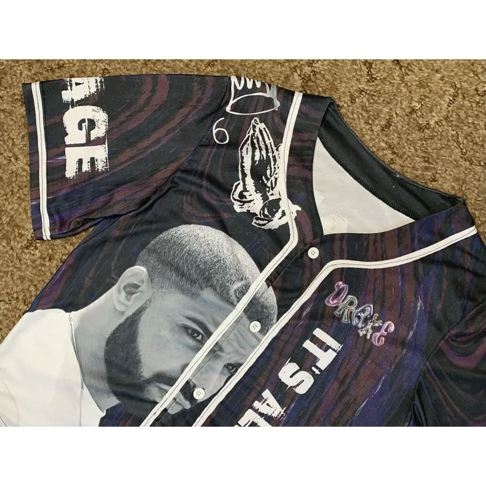 Drake 21 Savage It's All A Blur Tour Baseball Jersey Small Button Up‎ Hip Hop